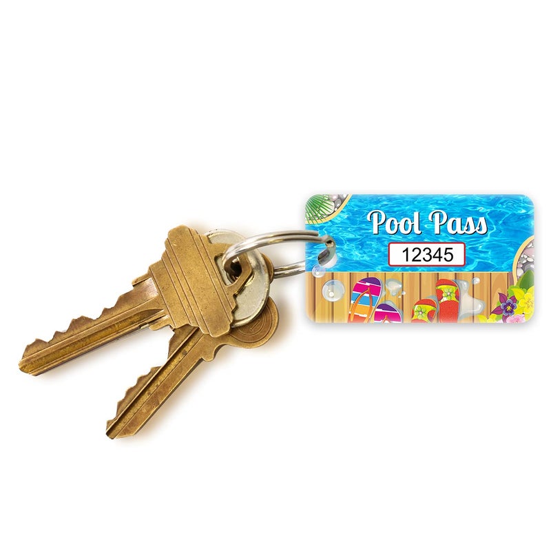 SmartSign (Pack of 100) 1.125 x 2 inch â€œPool Passâ€ Tags with Consecutive Numbering and Pre-Punched Hole, Digitally Printed, 35 mil Plastic, Multicolor, Made in USA - Image 3